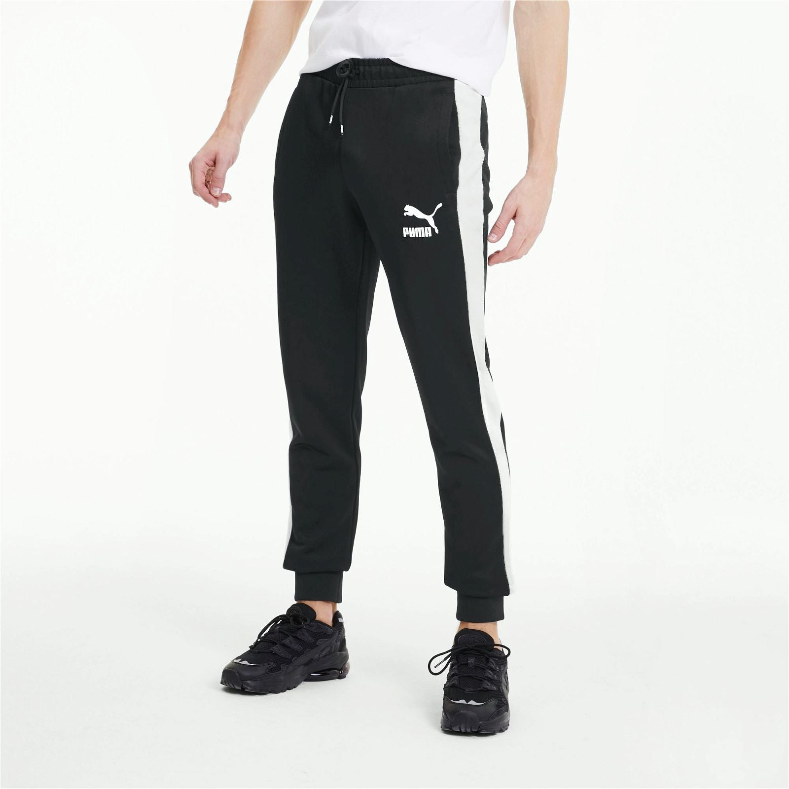 Puma Iconic T7 Track Pants Bottoms - Black/White - ViaductClothing - -