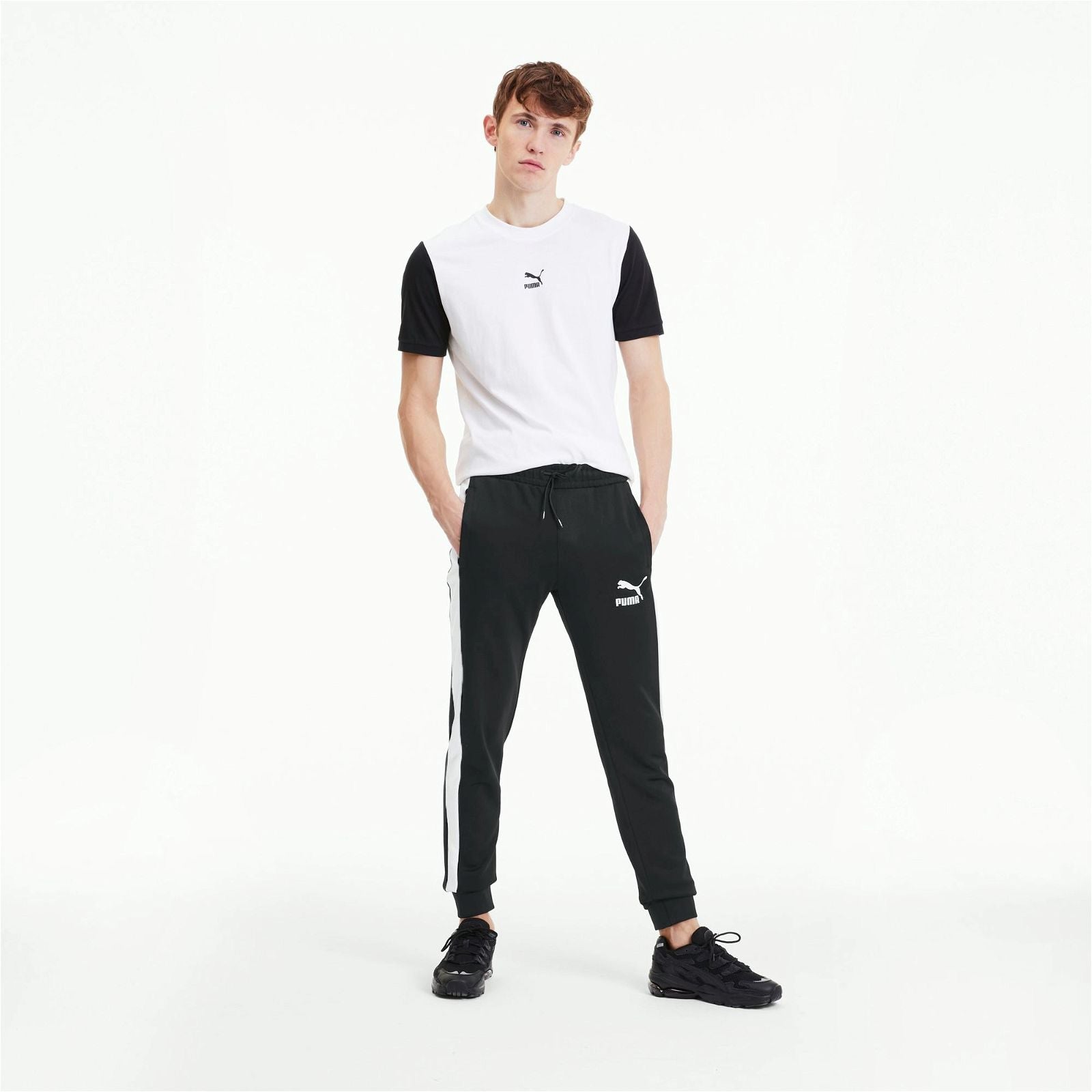 Puma Iconic T7 Track Pants Bottoms - Black/White - ViaductClothing - -