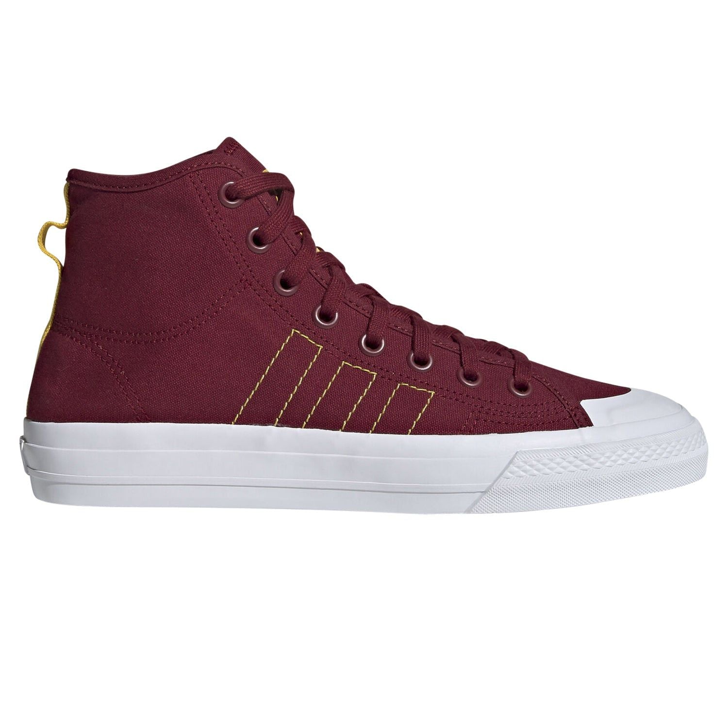 adidas Originals Nizza Hi RF Shoes - Burgundy/Yellow - ViaductClothing - -