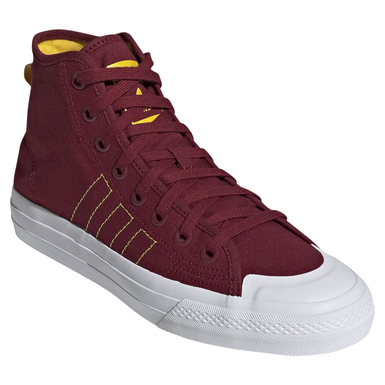 adidas Originals Nizza Hi RF Shoes - Burgundy/Yellow - ViaductClothing - -