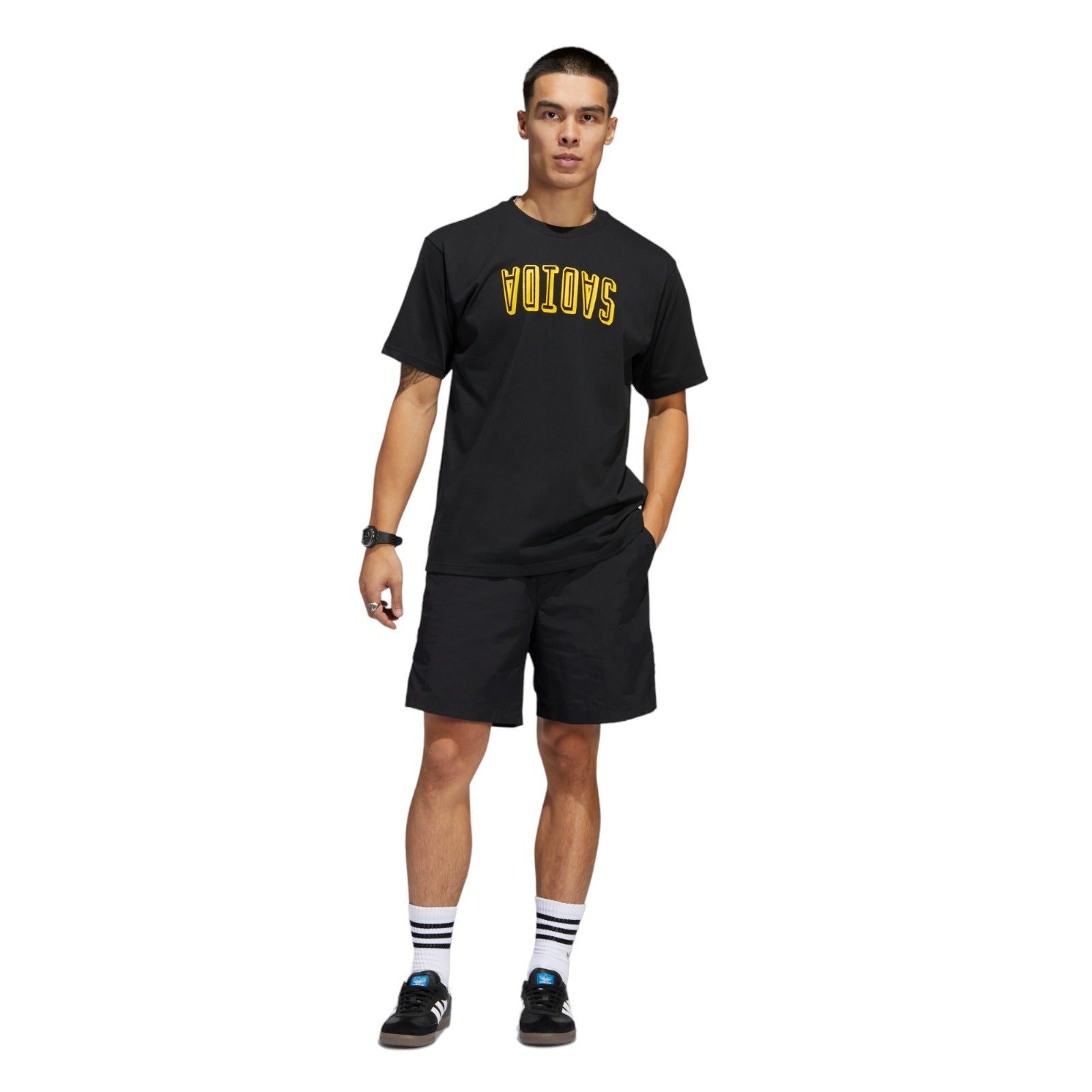 adidas Originals Unisex 4.0 Flipped Adi Skateboarding Tee - Black / Yellow - ViaductClothing - -