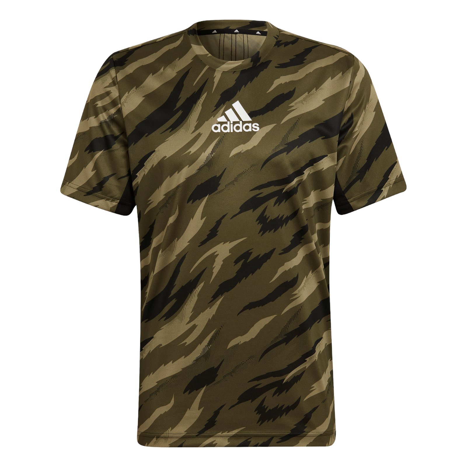 adidas AEROREADY Feelstrong Camo Sport Tee - Green - ViaductClothing - -