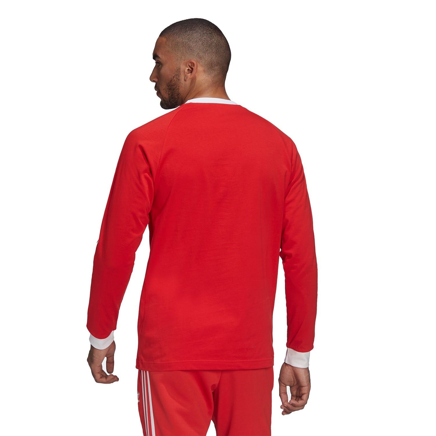 adidas Adiolor Classics 3-Stripes Long Sleeved Tee - Red - ViaductClothing - -