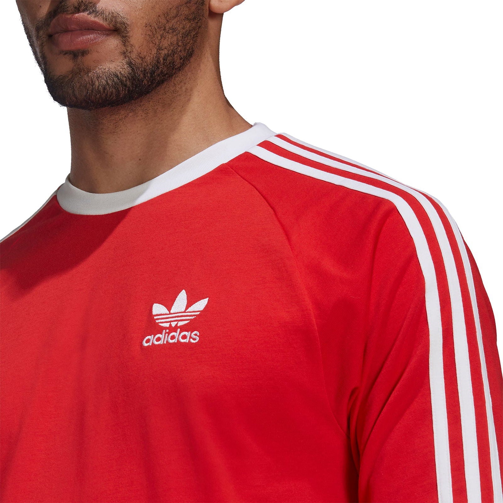 adidas Adiolor Classics 3-Stripes Long Sleeved Tee - Red - ViaductClothing - -