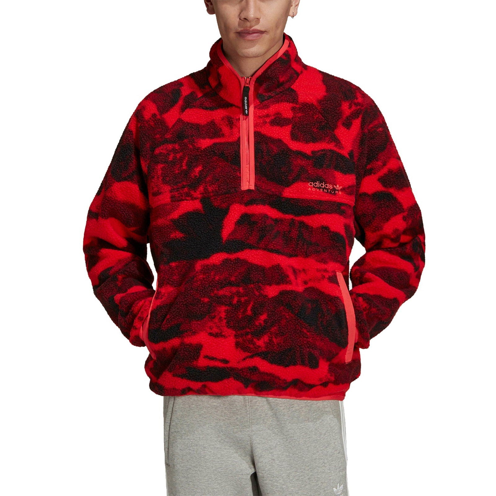 adidas Adventure Polar Fleece Allover Print Half-Zip Sweatshirt - Pink - ViaductClothing - -