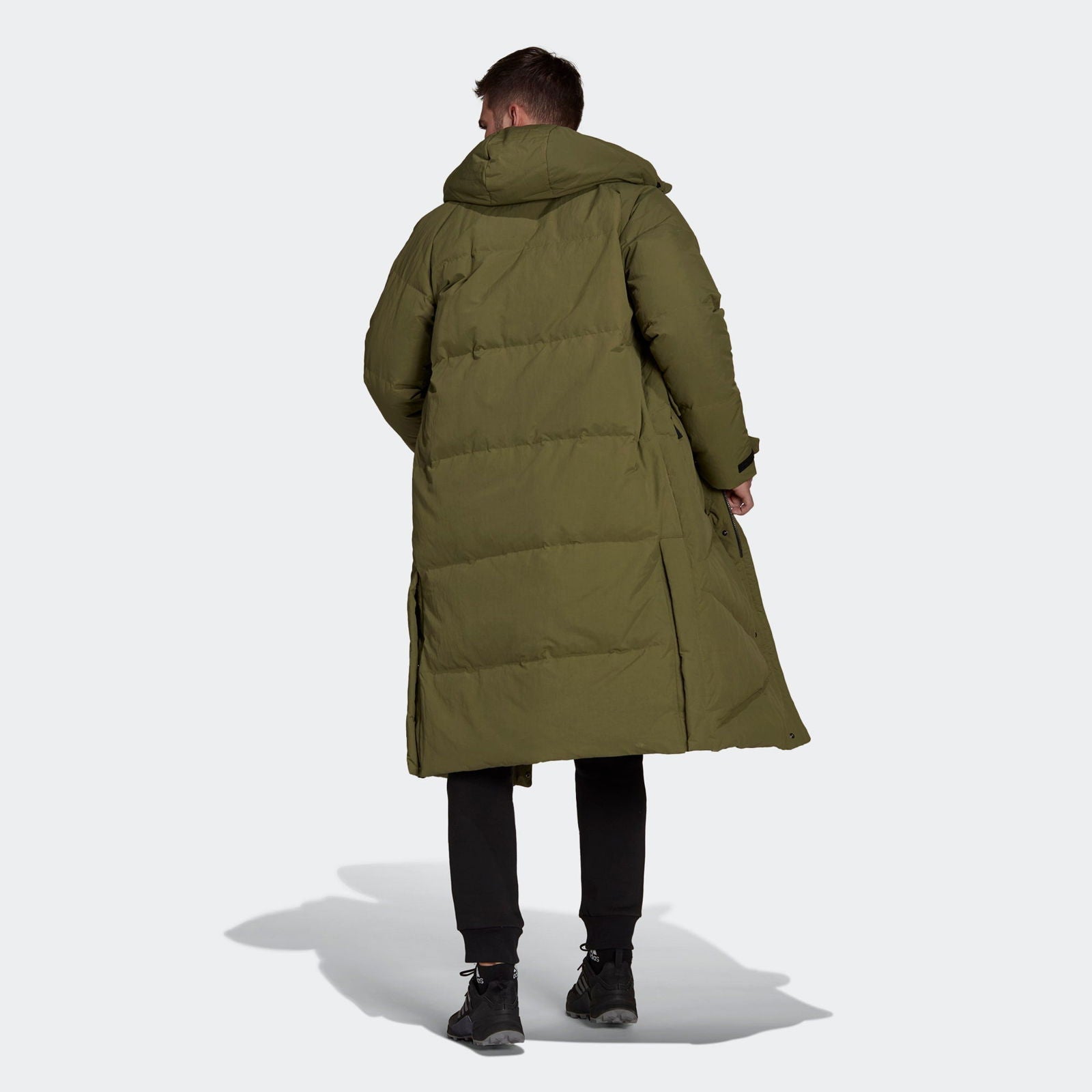 adidas Big Baffle Long Down Parka Coat - Focus Olive - ViaductClothing - -