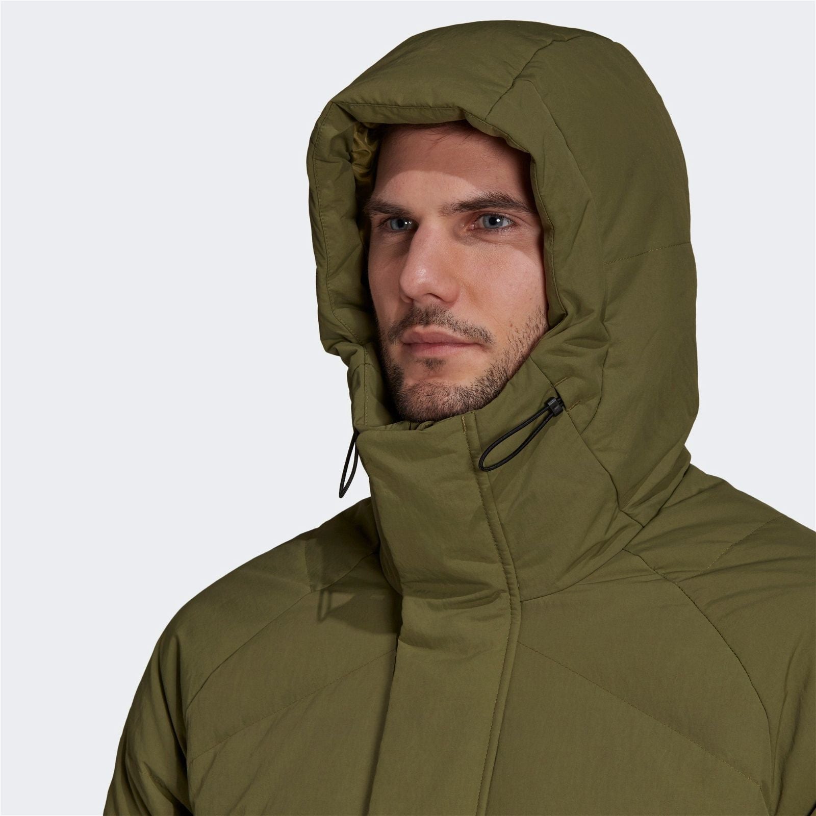 adidas Big Baffle Long Down Parka Coat - Focus Olive - ViaductClothing - -