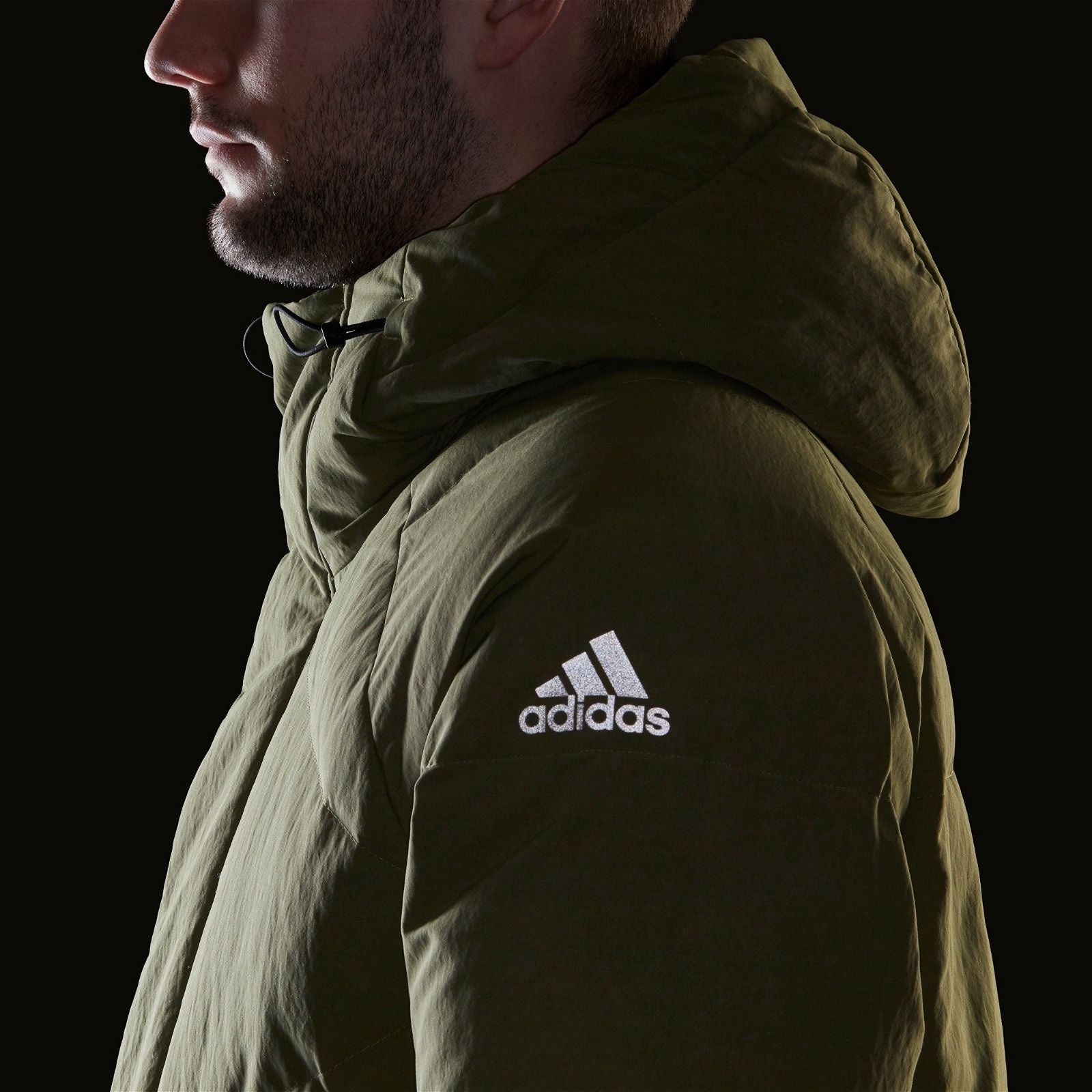 adidas Big Baffle Long Down Parka Coat - Focus Olive - ViaductClothing - -
