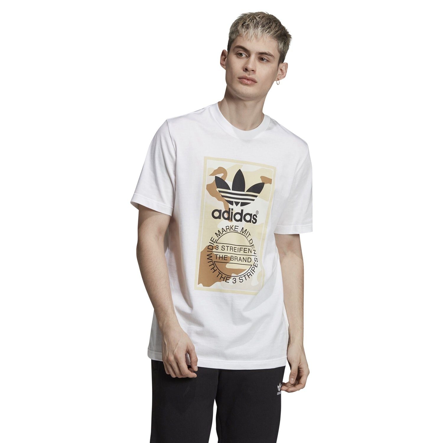 adidas Camouflage Tongue Label T-Shirt - White - ViaductClothing - -