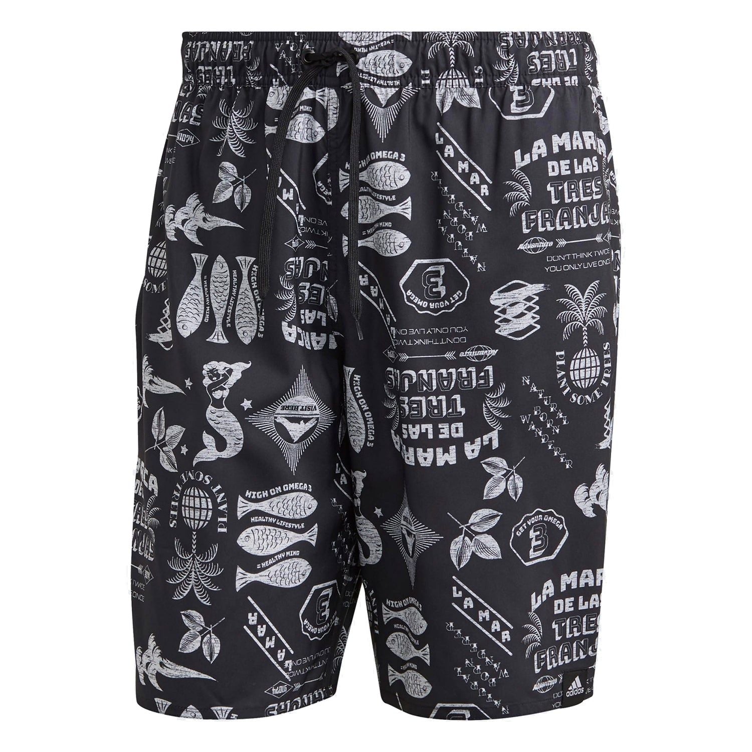 adidas Classic-Length Graphic Swim Shorts - Black - ViaductClothing - -