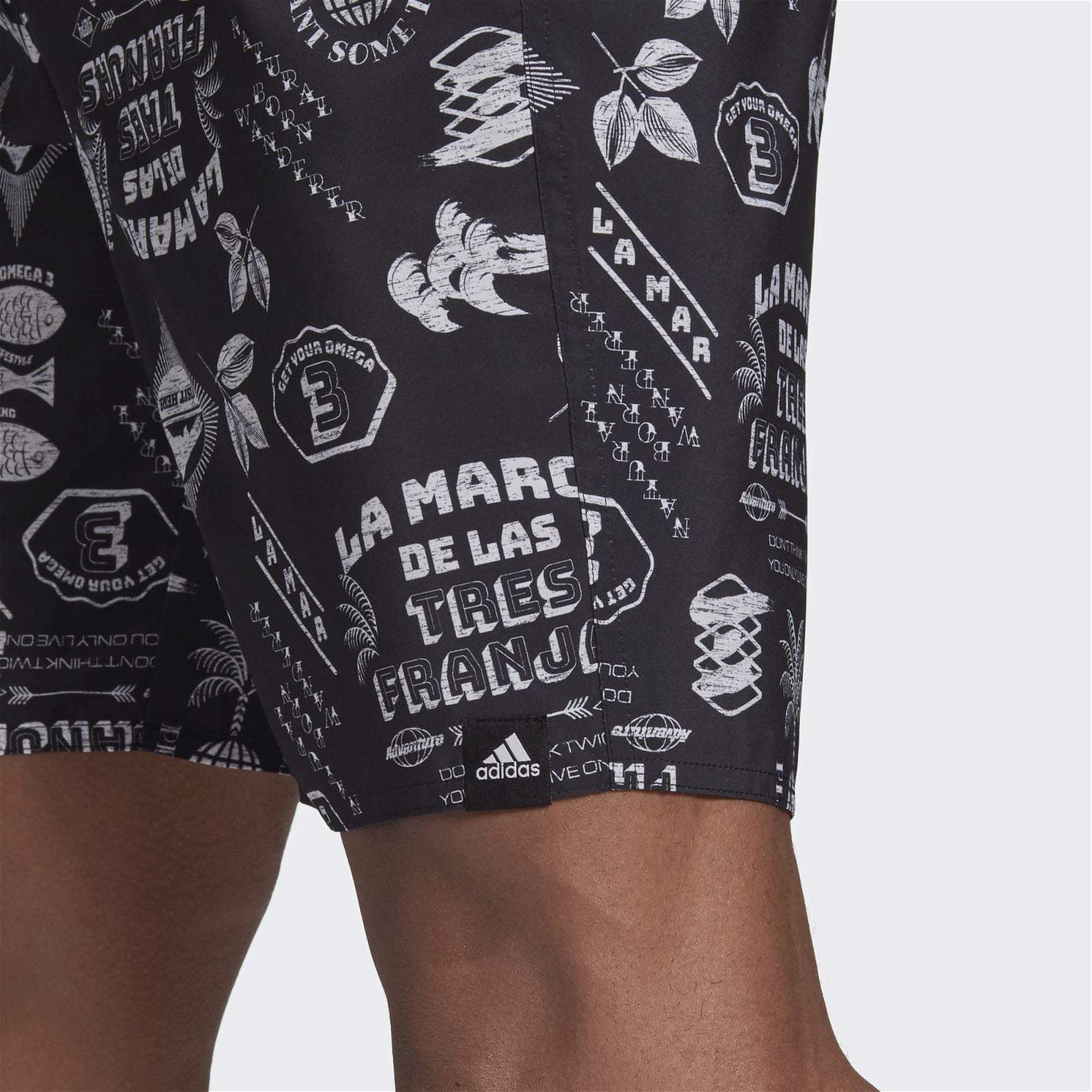 adidas Classic-Length Graphic Swim Shorts - Black - ViaductClothing - -
