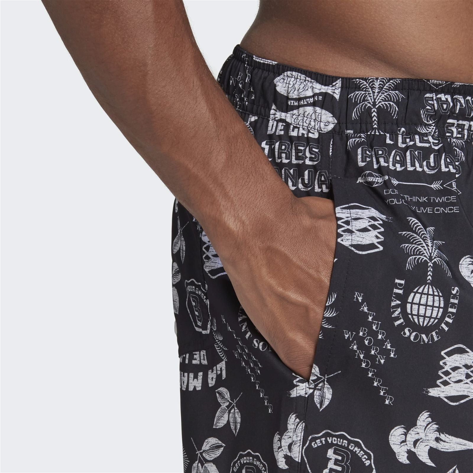 adidas Classic-Length Graphic Swim Shorts - Black - ViaductClothing - -