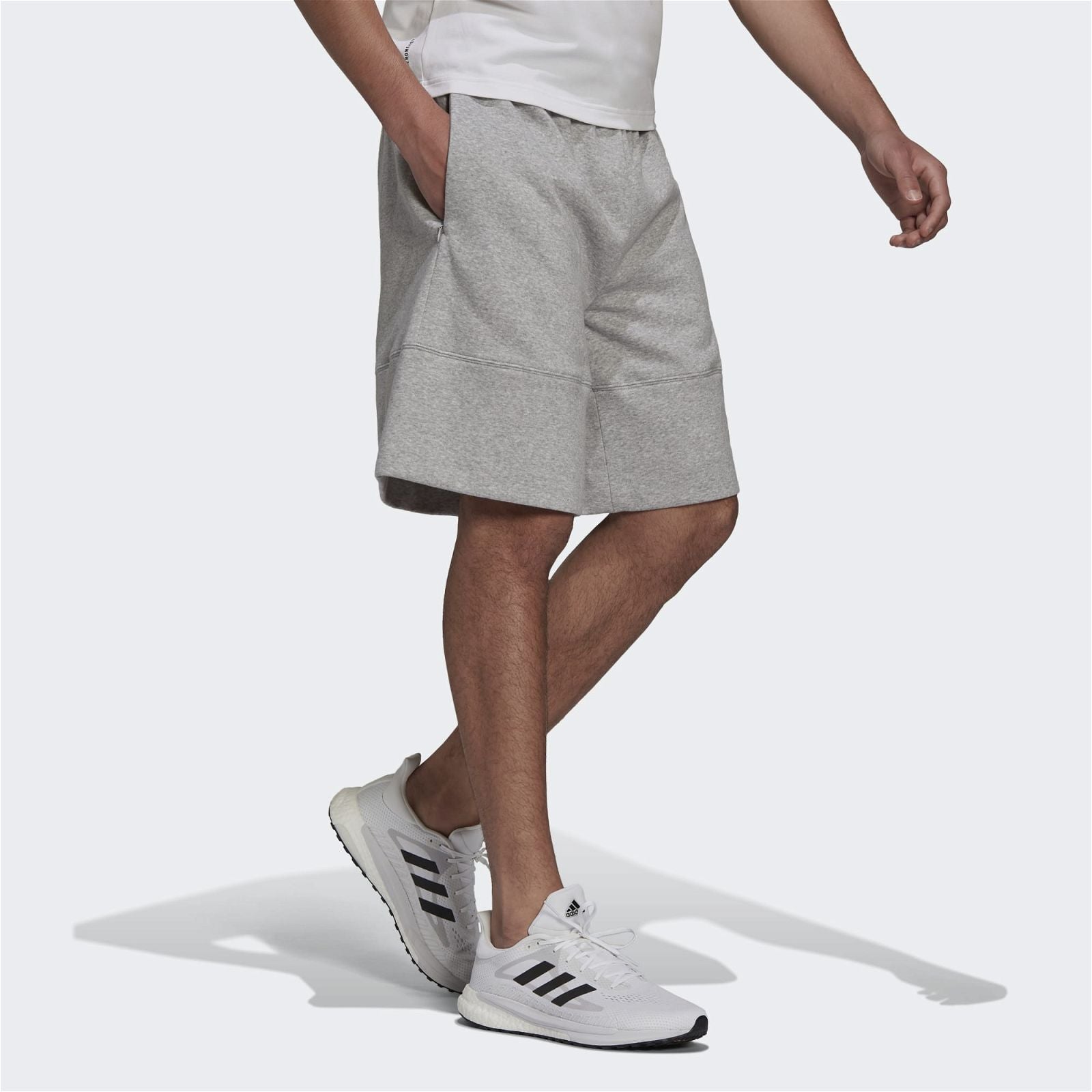 adidas Comfy and Chill Fleece Shorts - Medium Grey Heather - ViaductClothing - -