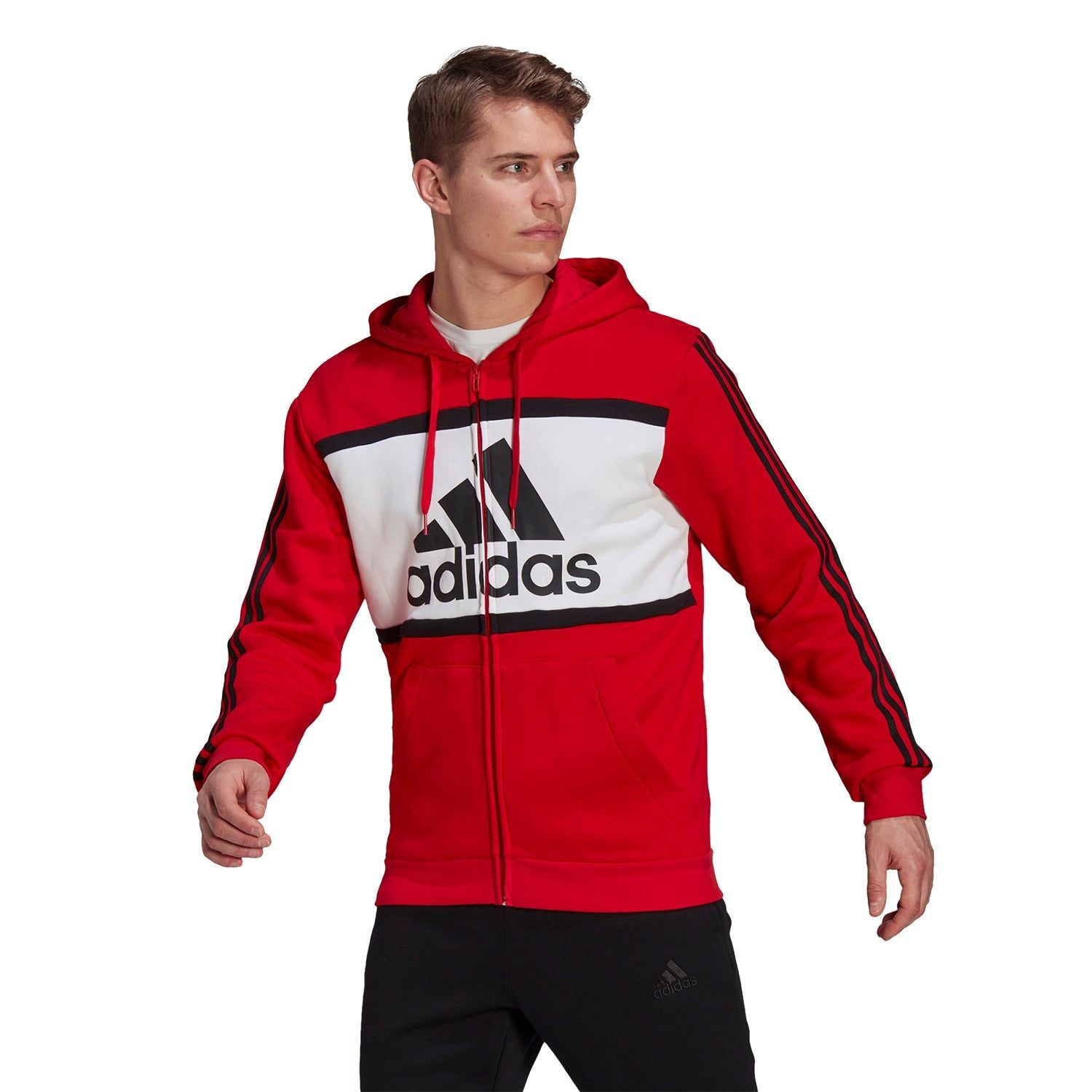 adidas Essentials Colorblock Logo Hoodie - Red - ViaductClothing - -