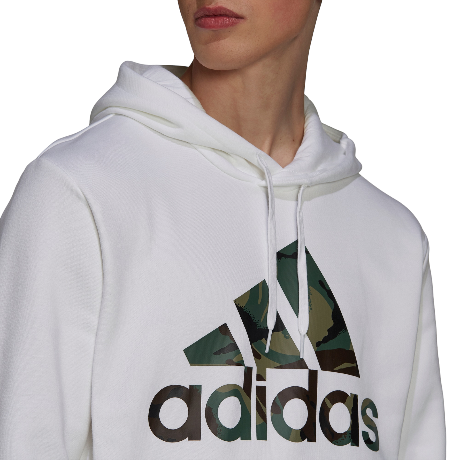adidas Essentials Fleece Camo-Print Hoodie - White - ViaductClothing - -