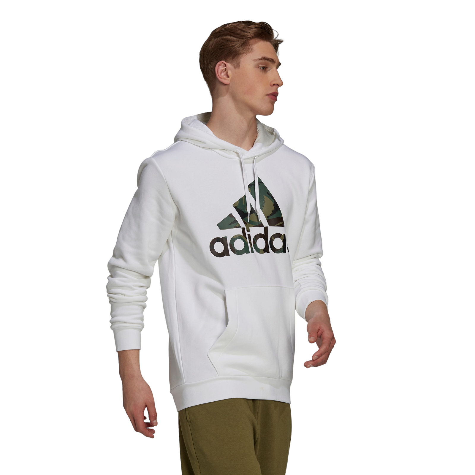 adidas Essentials Fleece Camo-Print Hoodie - White - ViaductClothing - -