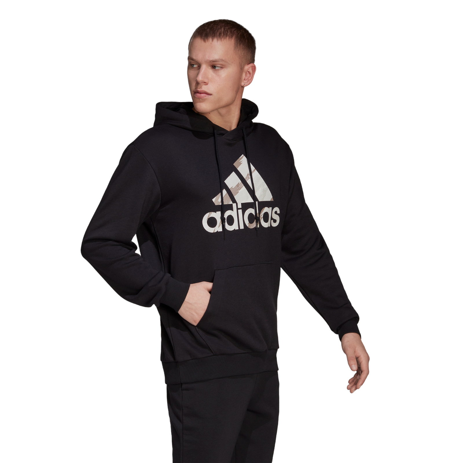 adidas Essentials French Terry Camo-Print Hoodie - Black - ViaductClothing - -