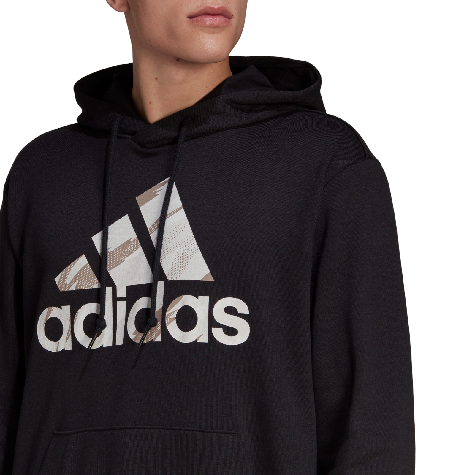 adidas Essentials French Terry Camo-Print Hoodie - Black - ViaductClothing - -
