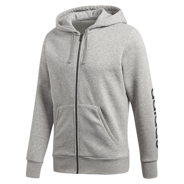adidas Essentials Linear Fleece Hoodie - Grey - ViaductClothing - -