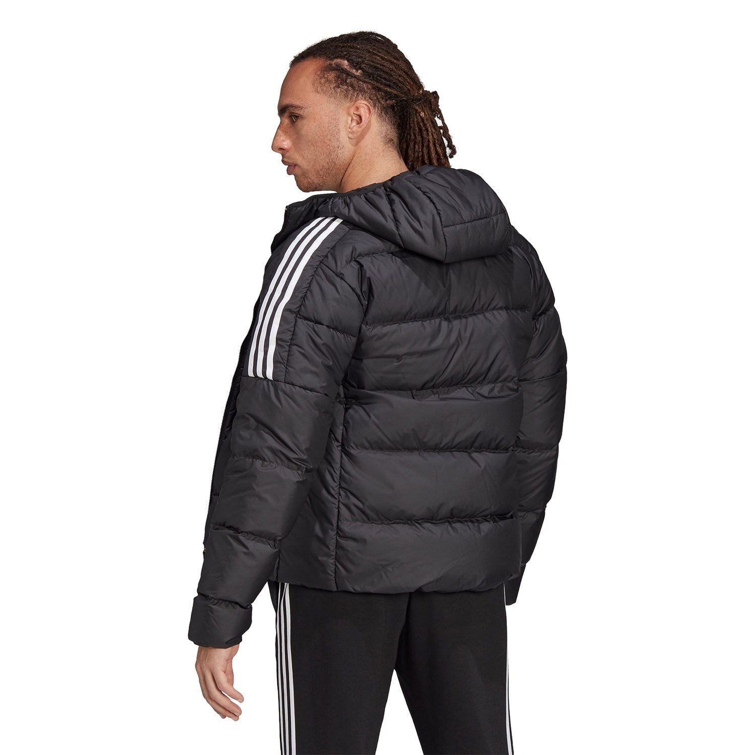 adidas Essentials Midweight Down Hooded Jacket - Black - ViaductClothing - -