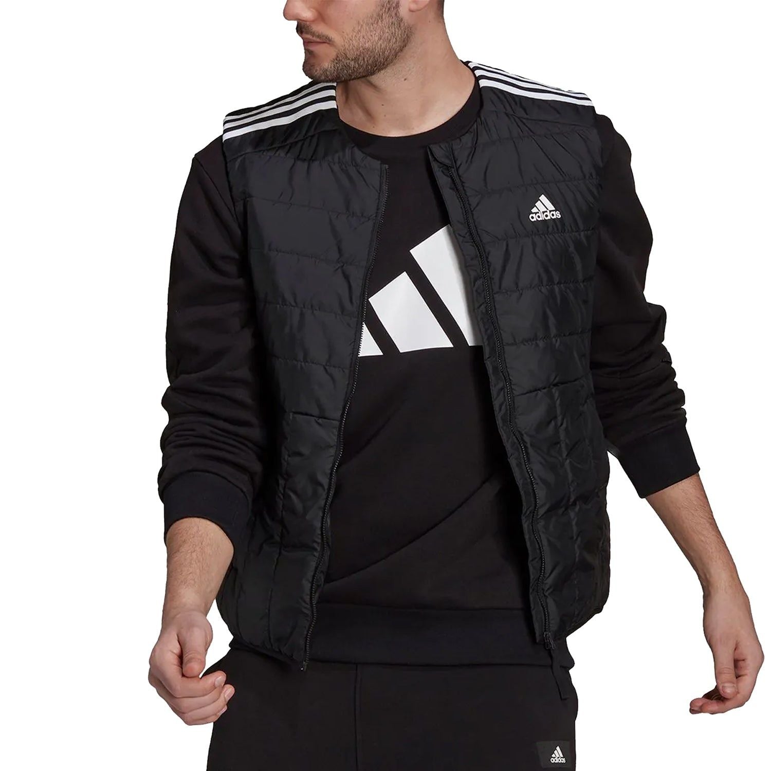 adidas Itavic 3 Stripe Puffer Gilet - Black - ViaductClothing - -