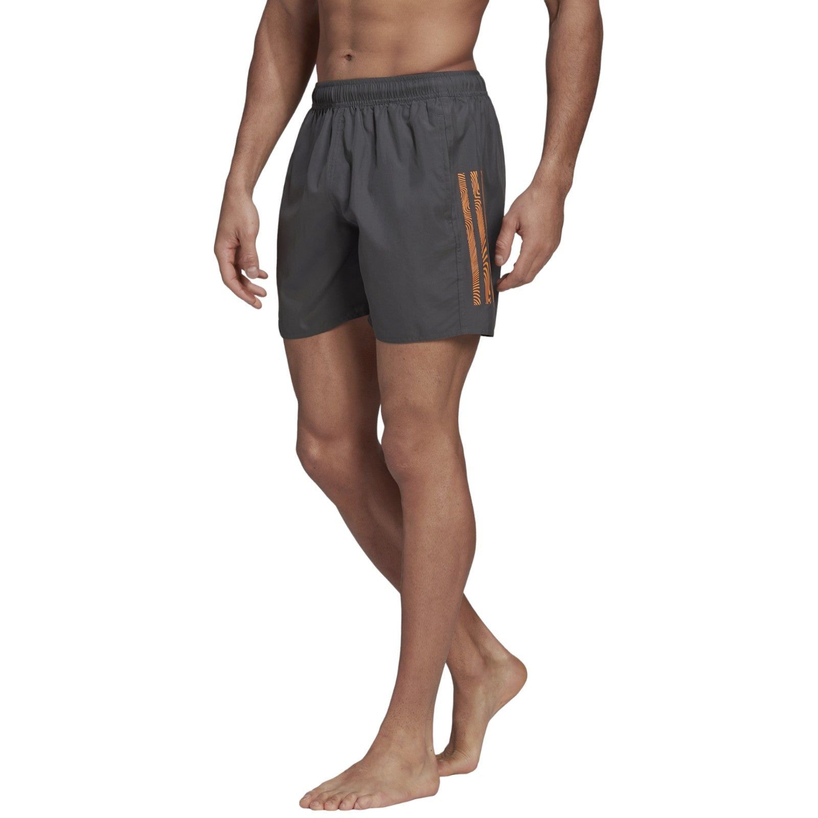 adidas Mid 3 Stripe CLX SI Swim Shorts - Grey - ViaductClothing - -