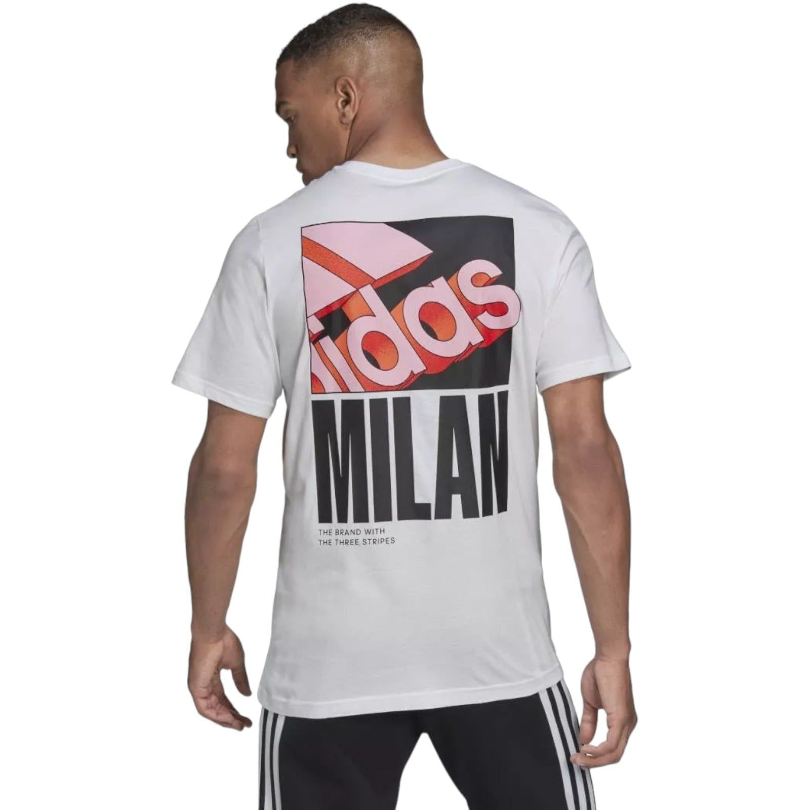 adidas Milan Graphic Print Logo T-Shirt - White - ViaductClothing - -