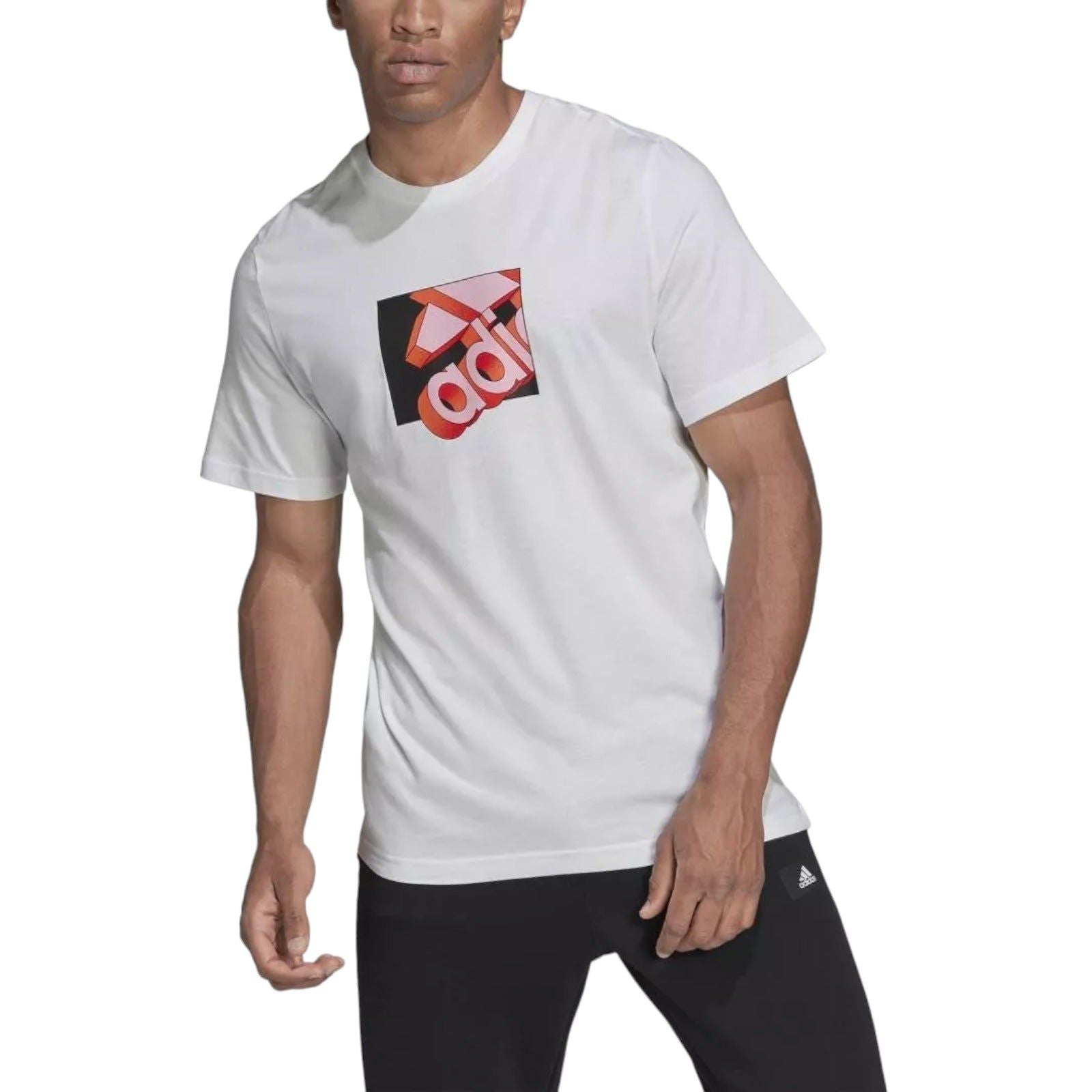 adidas Milan Graphic Print Logo T-Shirt - White - ViaductClothing - -