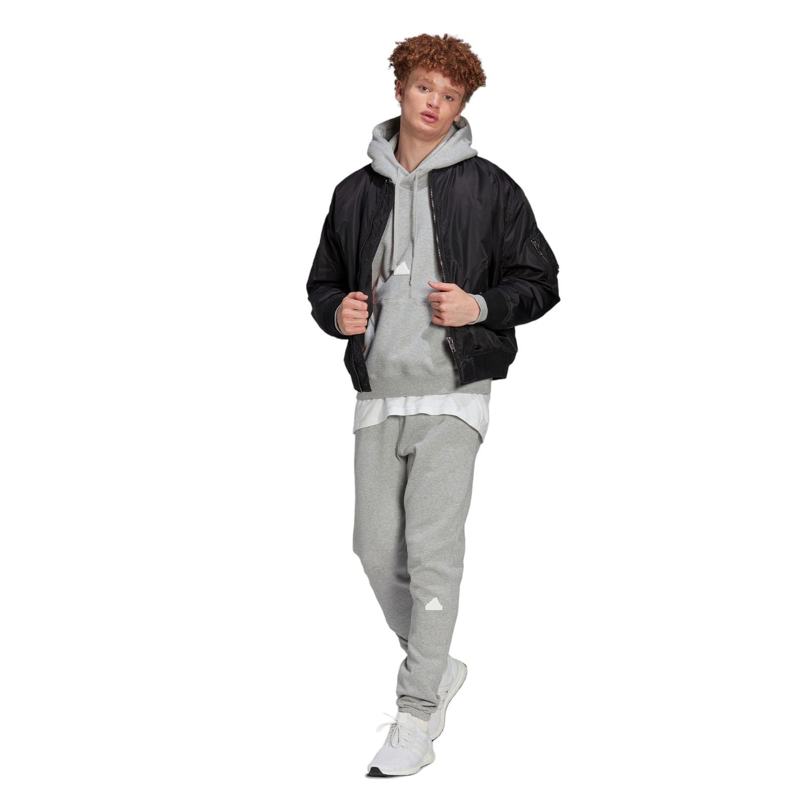 adidas New Fleece Sweat Hoodie - Medium Grey Heather - ViaductClothing - -