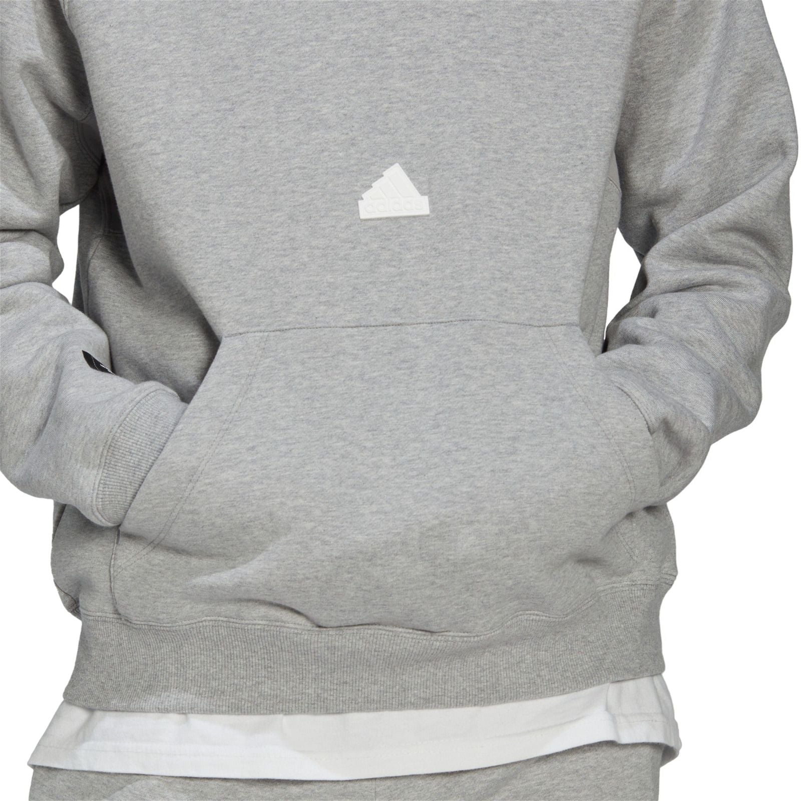 adidas New Fleece Sweat Hoodie - Medium Grey Heather - ViaductClothing - -