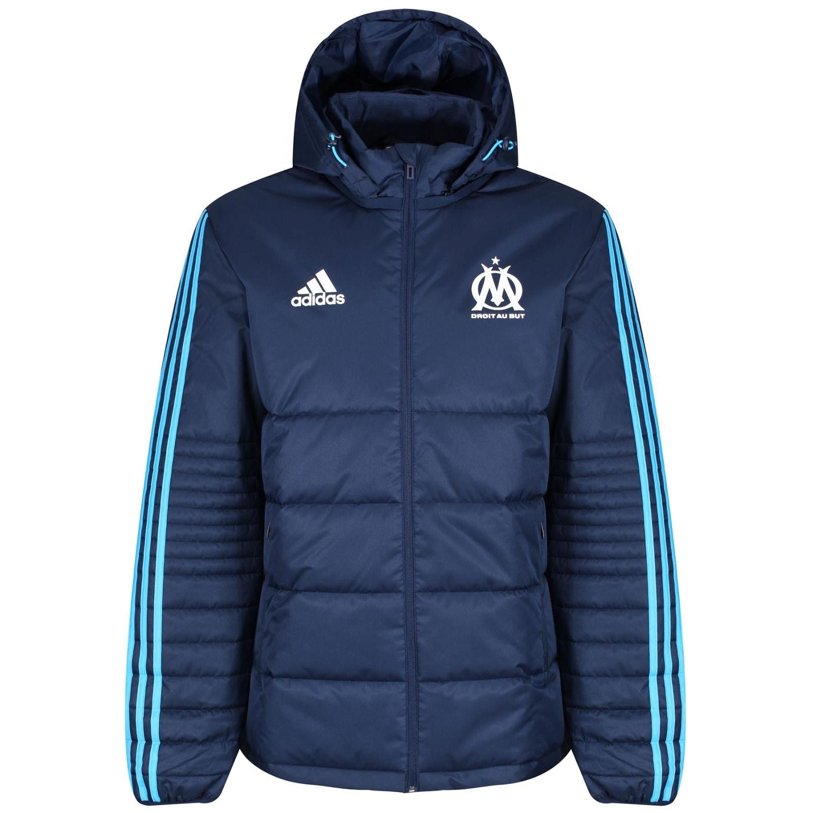 adidas Olympique Marseille Padded Jacket - Navy - ViaductClothing - -