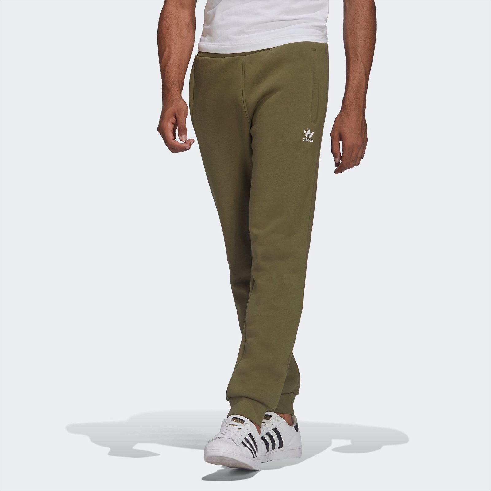 adidas Origina;s Adicolor Essentials Trefoil Joggers - Focus Olive Green - ViaductClothing - -
