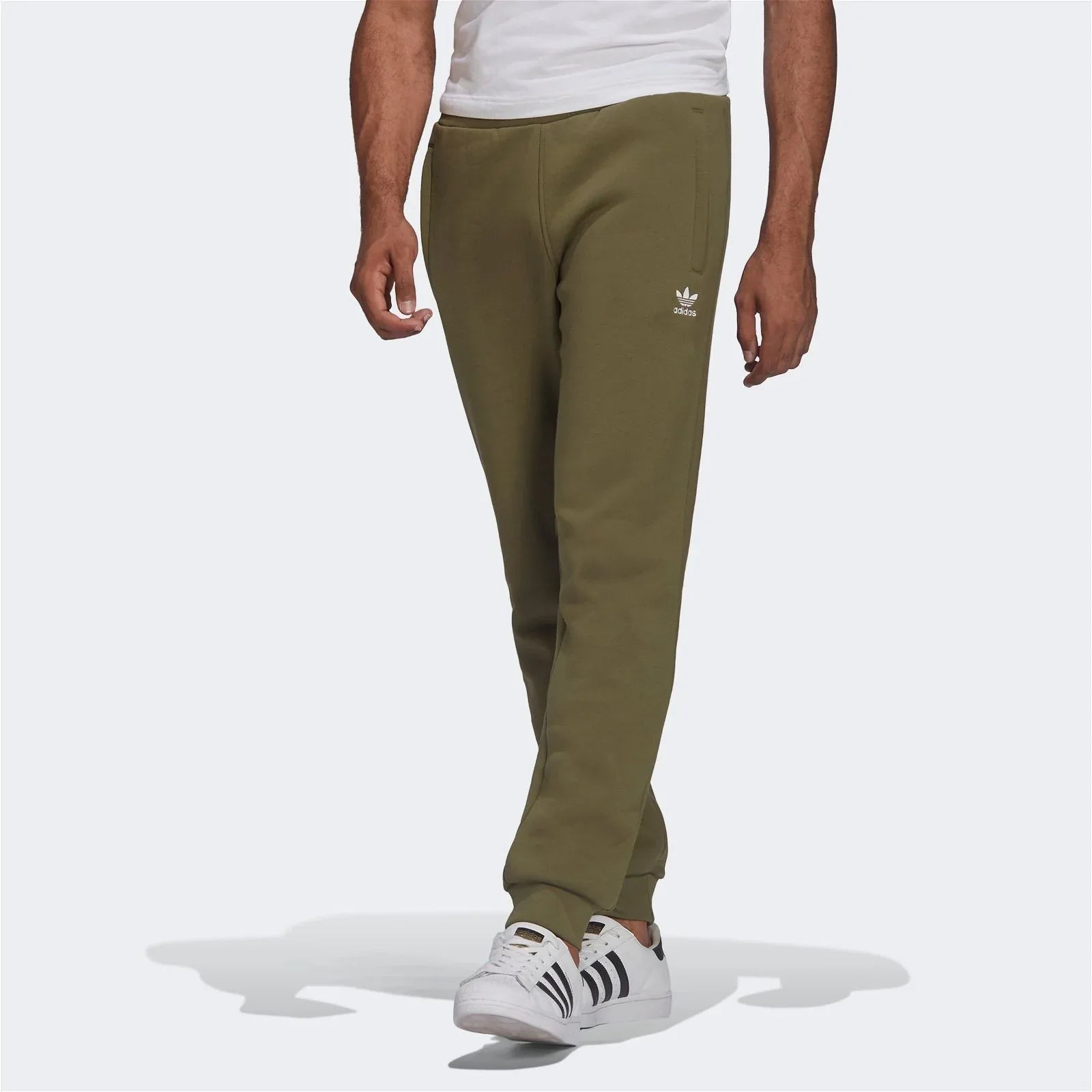 adidas Origina;s Adicolor Essentials Trefoil Joggers - Focus Olive Green - ViaductClothing