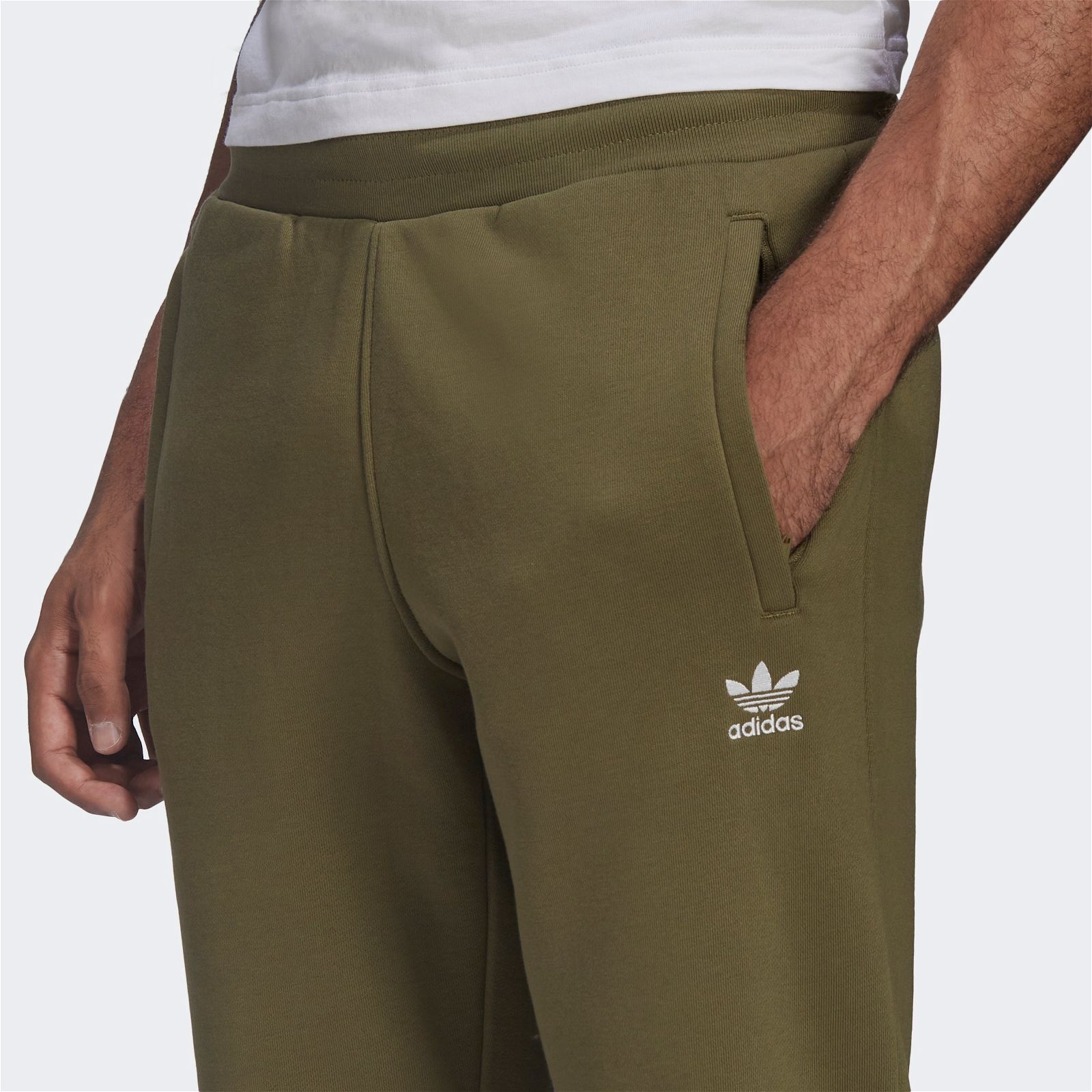 adidas Origina;s Adicolor Essentials Trefoil Joggers - Focus Olive Green - ViaductClothing - -