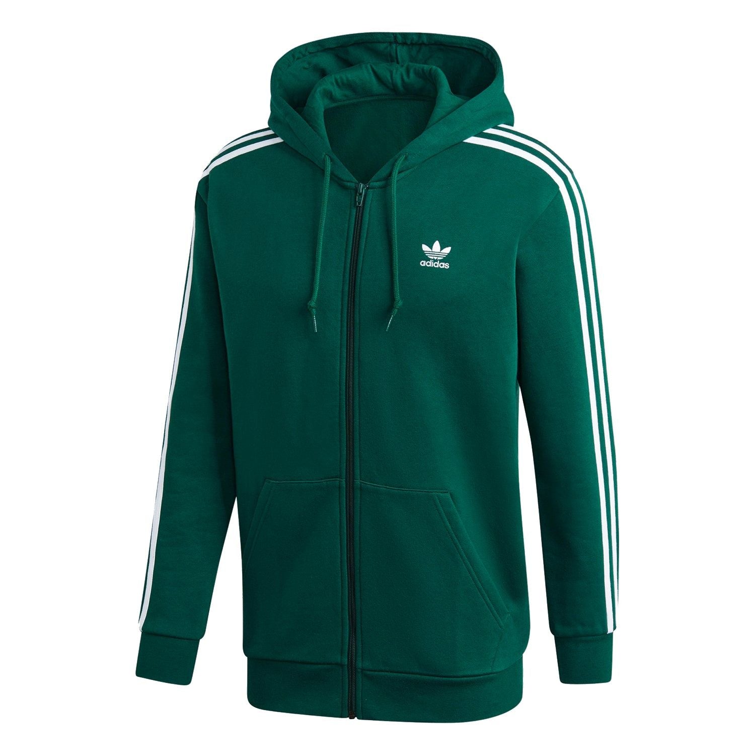adidas Originals 3-Stripe Full Zip Hoodie - Green - ViaductClothing - -