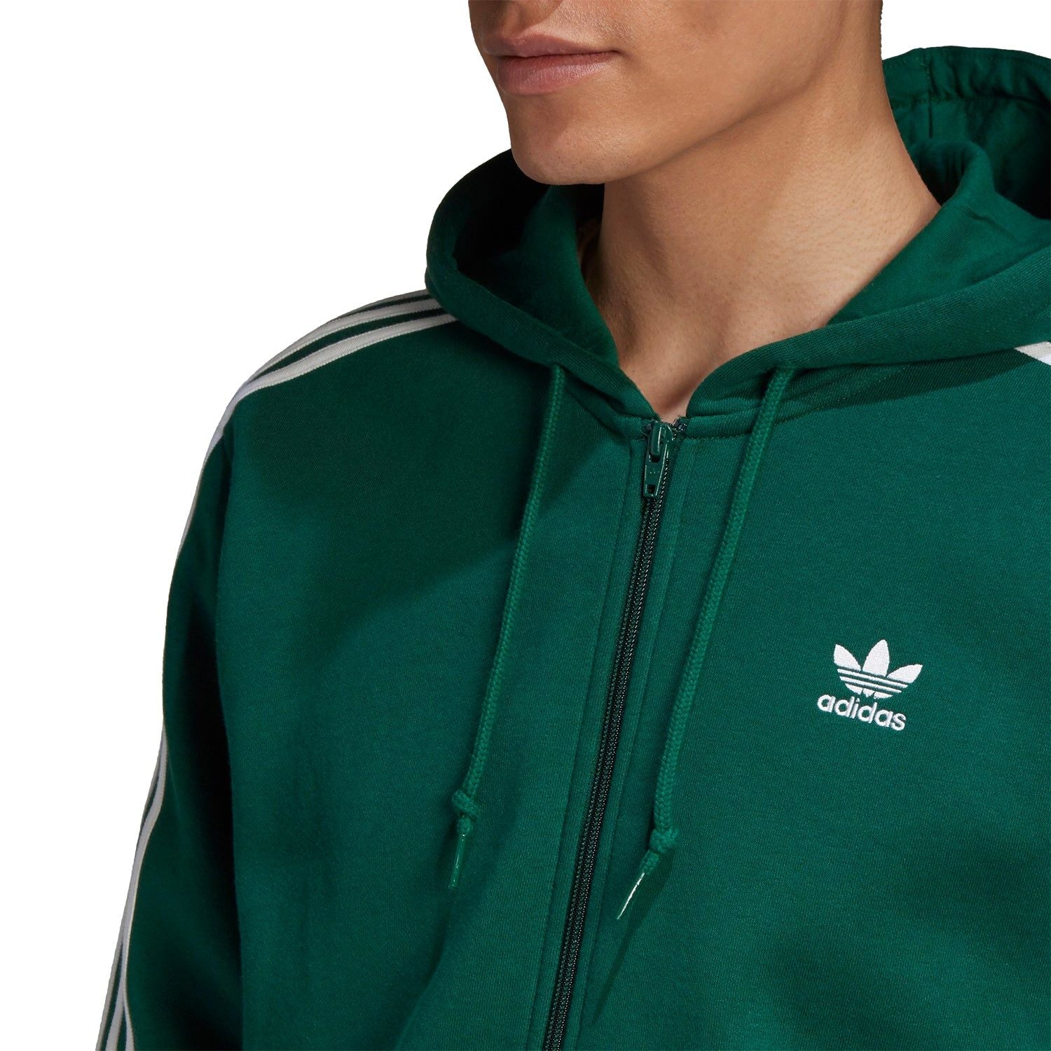 adidas Originals 3-Stripe Full Zip Hoodie - Green - ViaductClothing - -