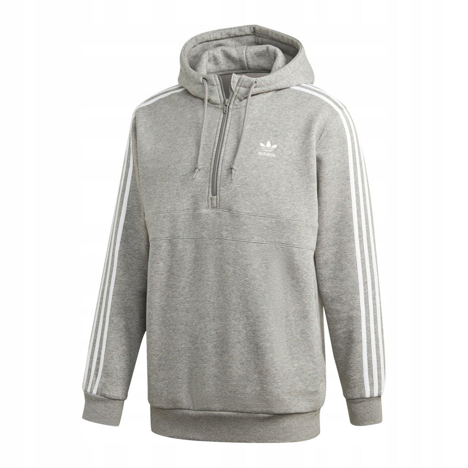 adidas Originals 3-Stripe Half Zip Hoodie - Grey - ViaductClothing - -