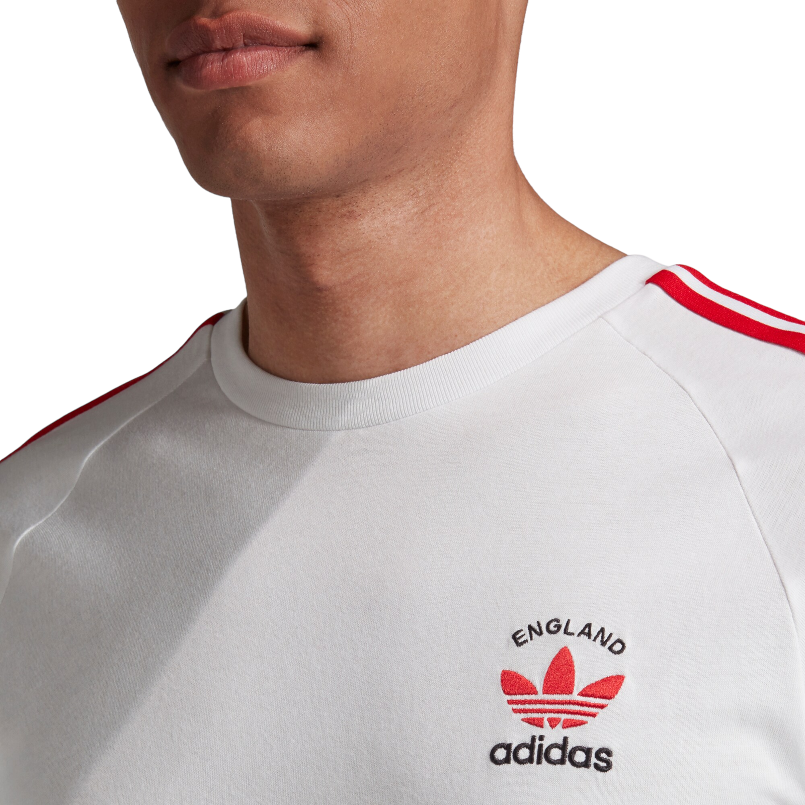 adidas Originals 3-Stripe Tee 'England' - White & Scarlet - ViaductClothing - -