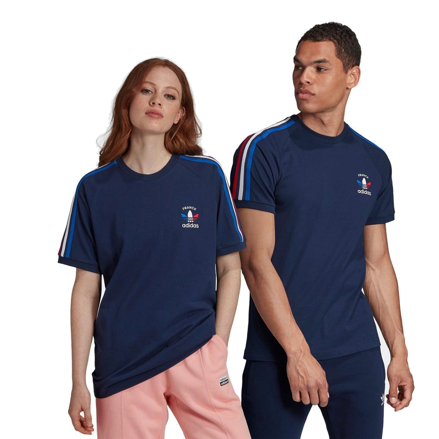 adidas Originals 3-Stripes France Tee - Navy - ViaductClothing - -