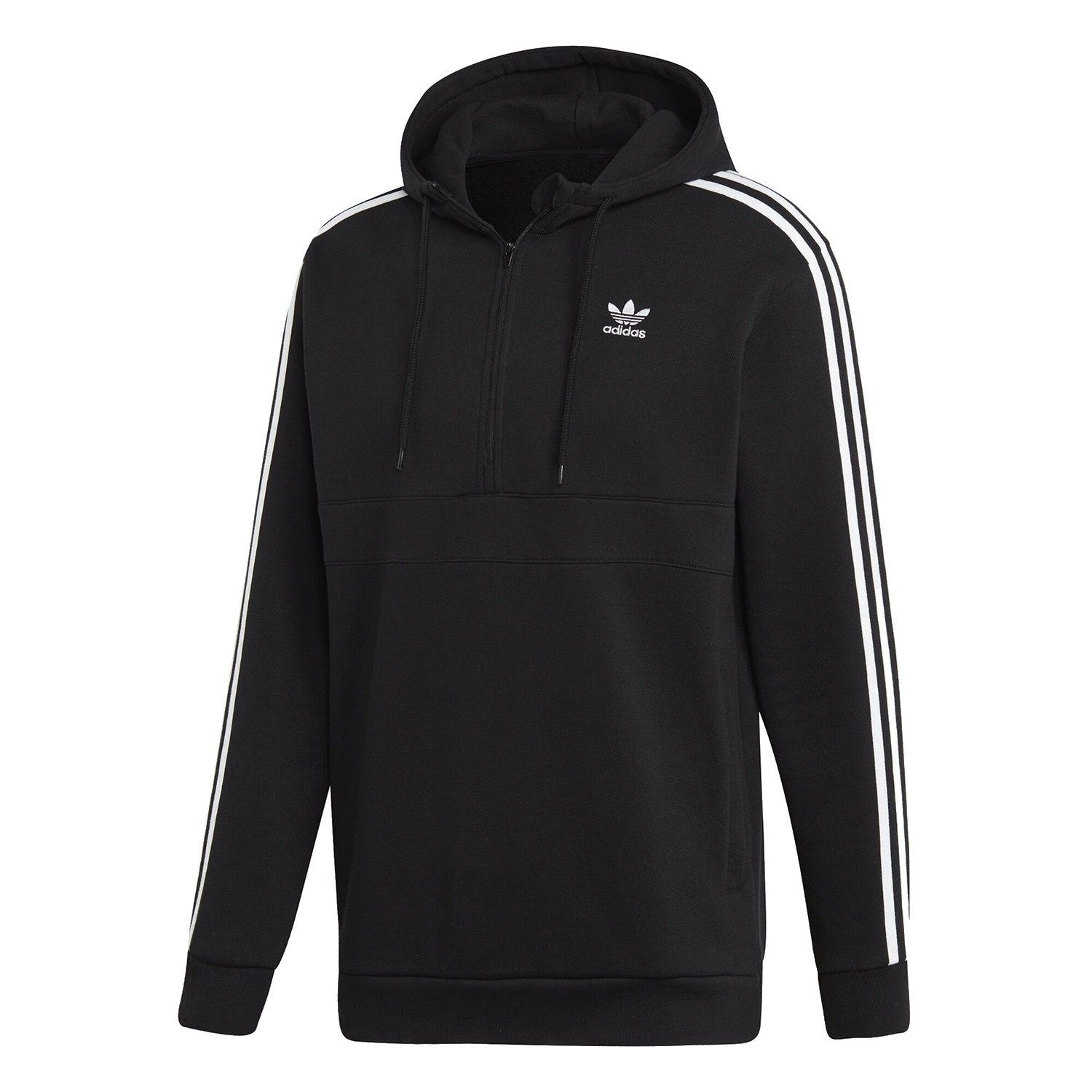 adidas Originals 3-Stripes Half Zip Hoodie - Black - ViaductClothing - -