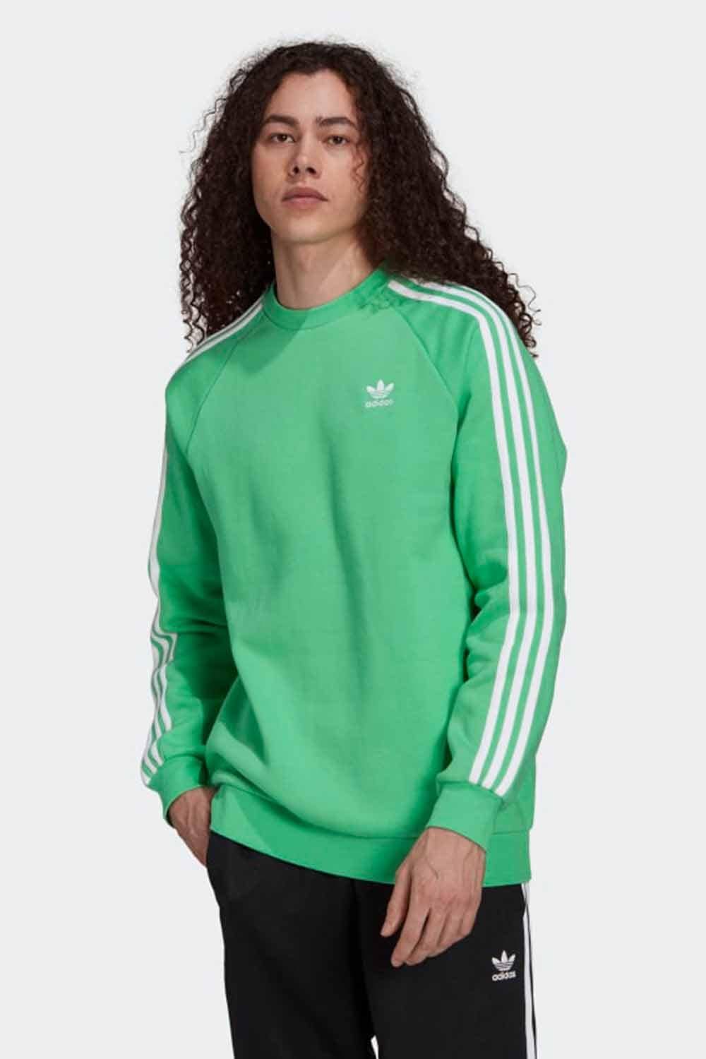 adidas Originals 3 Stripe Crew Sweatshirt - Green - ViaductClothing - -
