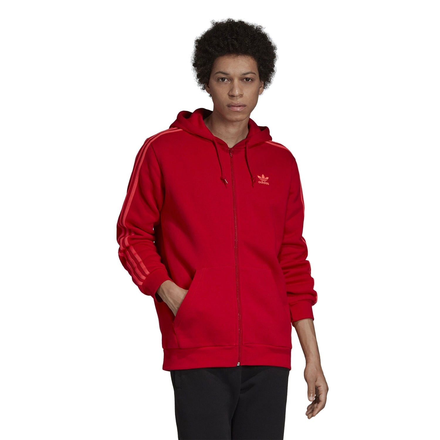 adidas Originals 3 Stripe Hoodie - Red - ViaductClothing - -