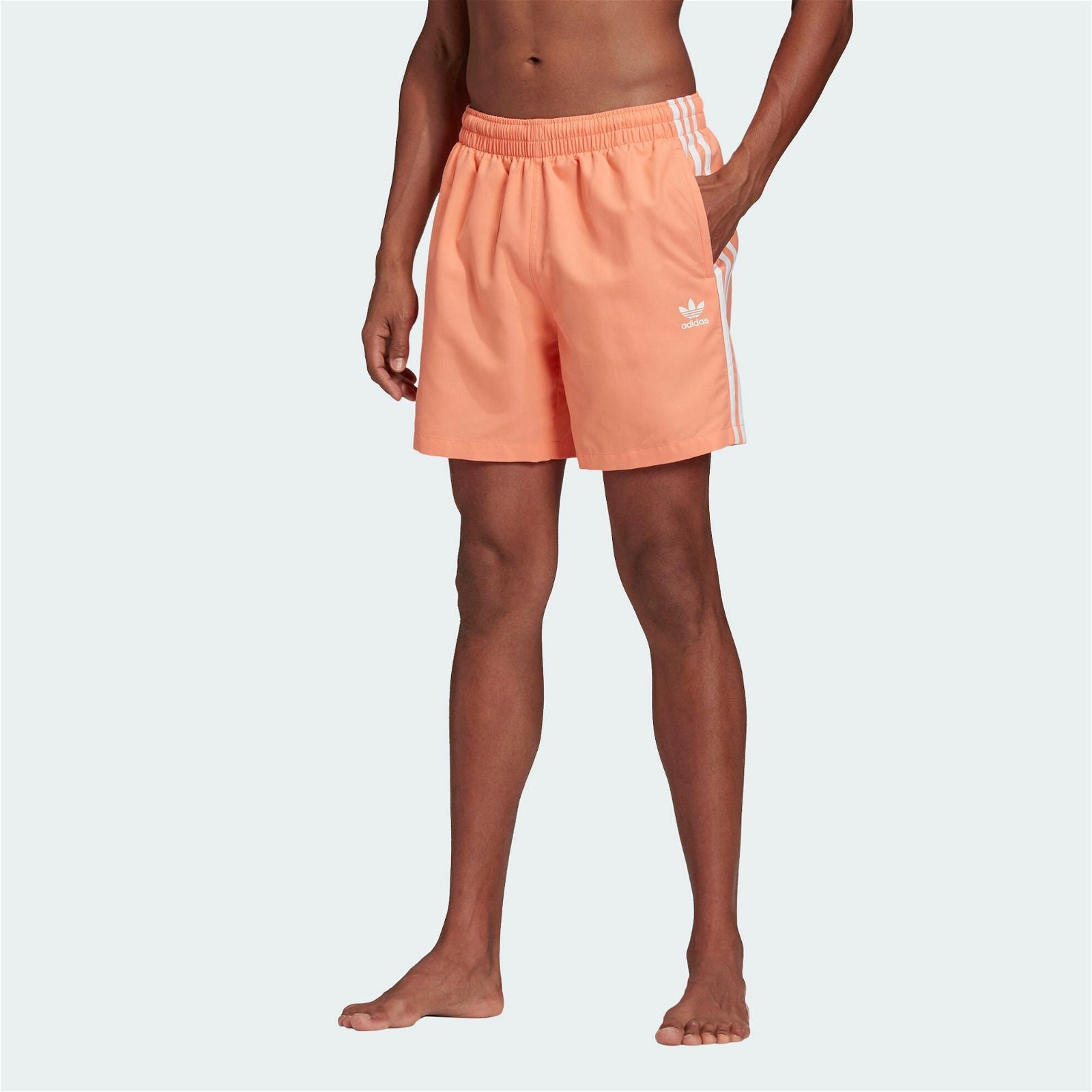 adidas Originals 3 Stripe Swim Short - Chalk Coral - ViaductClothing - -