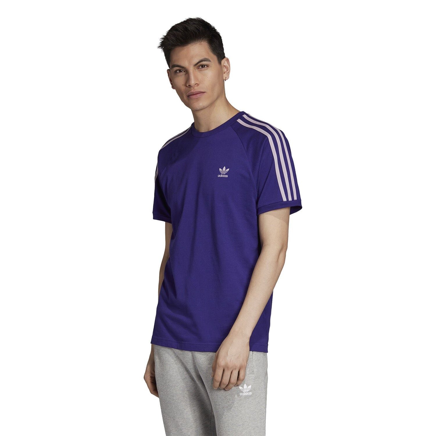 adidas Originals 3 Stripe T Shirt - Collegiate Purple - ViaductClothing - -