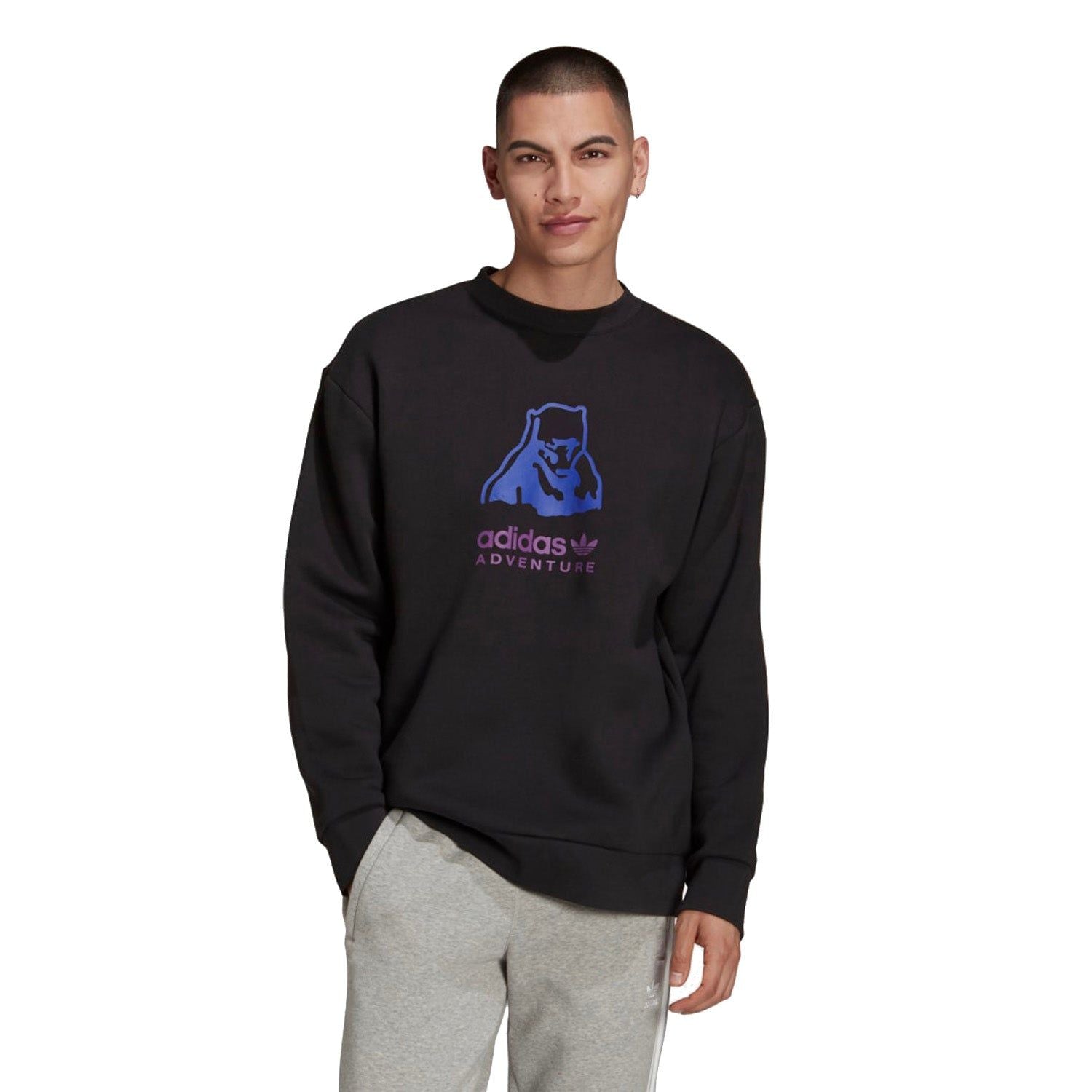 adidas Originals ADV Adventure Big Logo Crew Sweatshirt - Black - ViaductClothing - -
