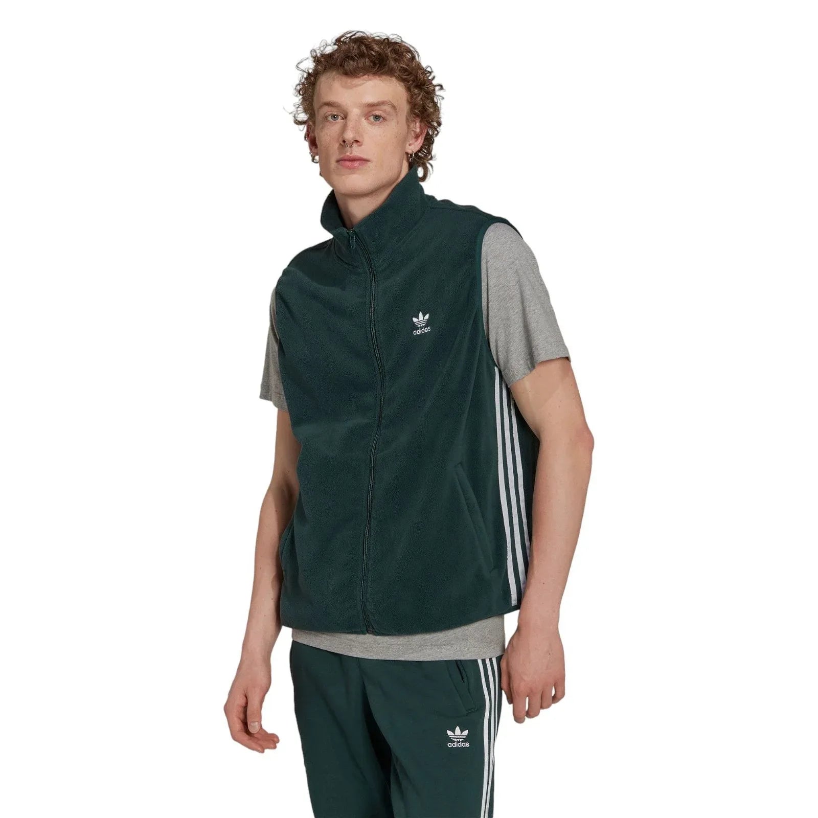 adidas Originals Adicolor 3-Stripes Fleece Gilet - Green - ViaductClothing
