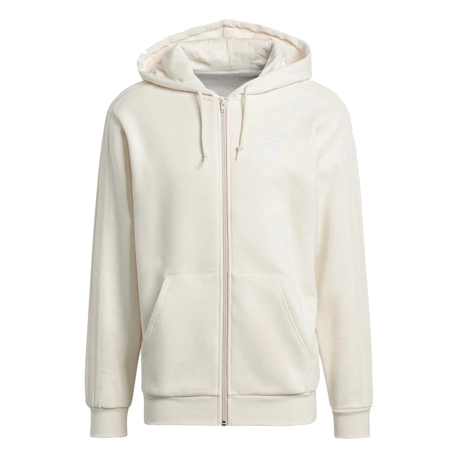 adidas Originals Adicolor 3-Stripes Full-Zip No-Dye Hoodie - White - ViaductClothing