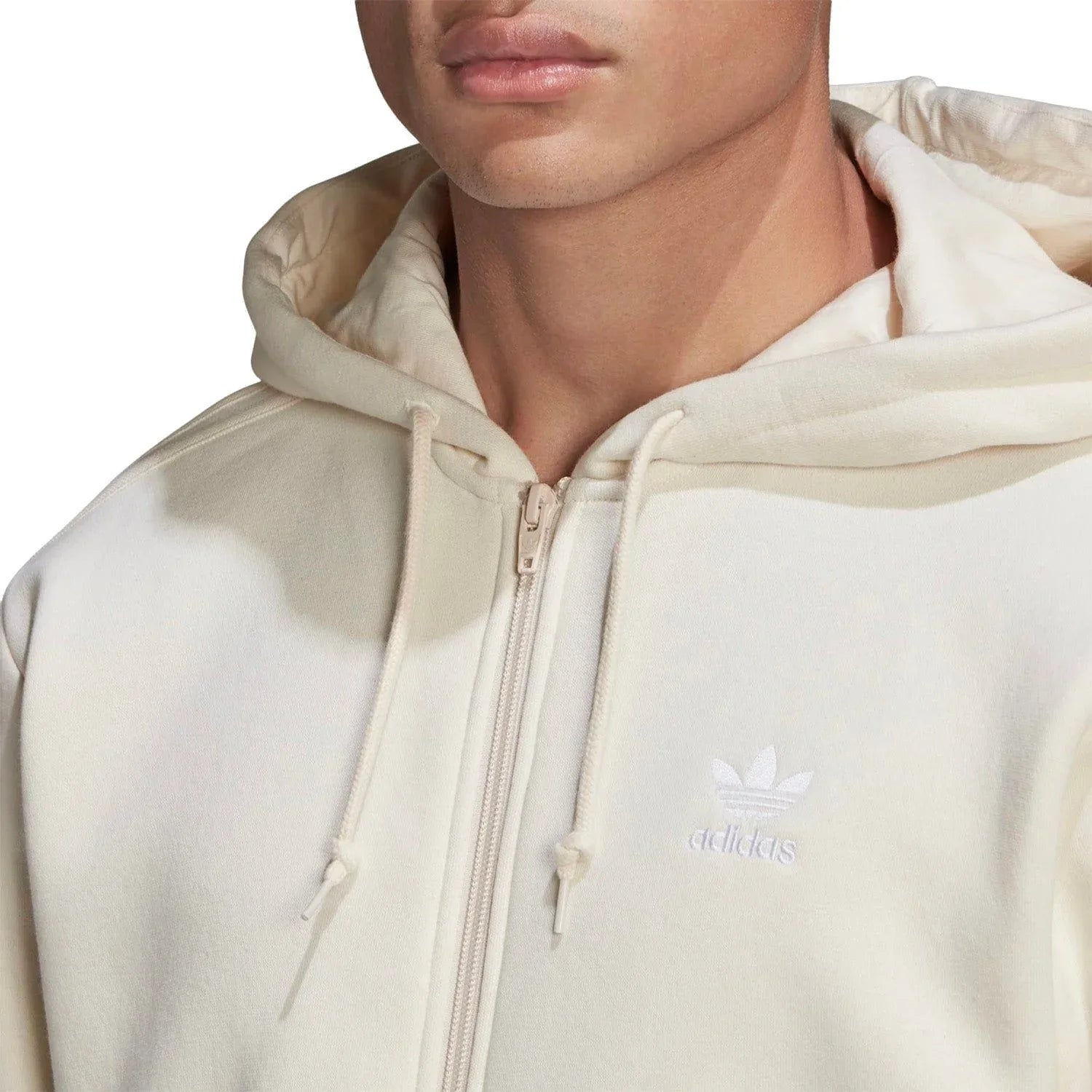 adidas Originals Adicolor 3-Stripes Full-Zip No-Dye Hoodie - White - ViaductClothing