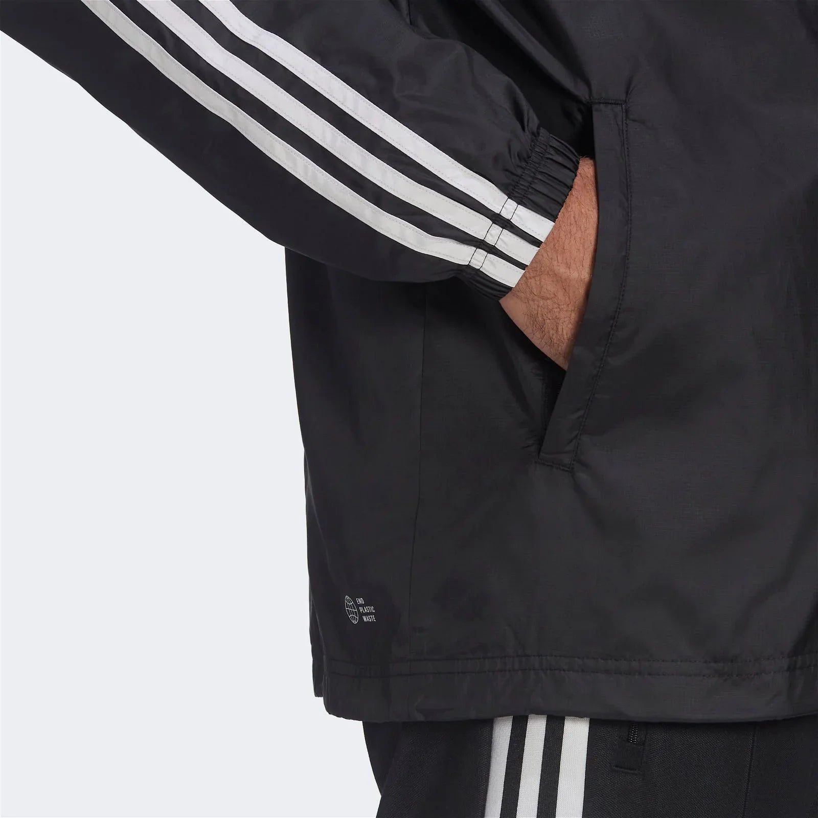 adidas Originals Adicolor 3-Stripes Windbreaker Full Zip Jacket - Black - ViaductClothing