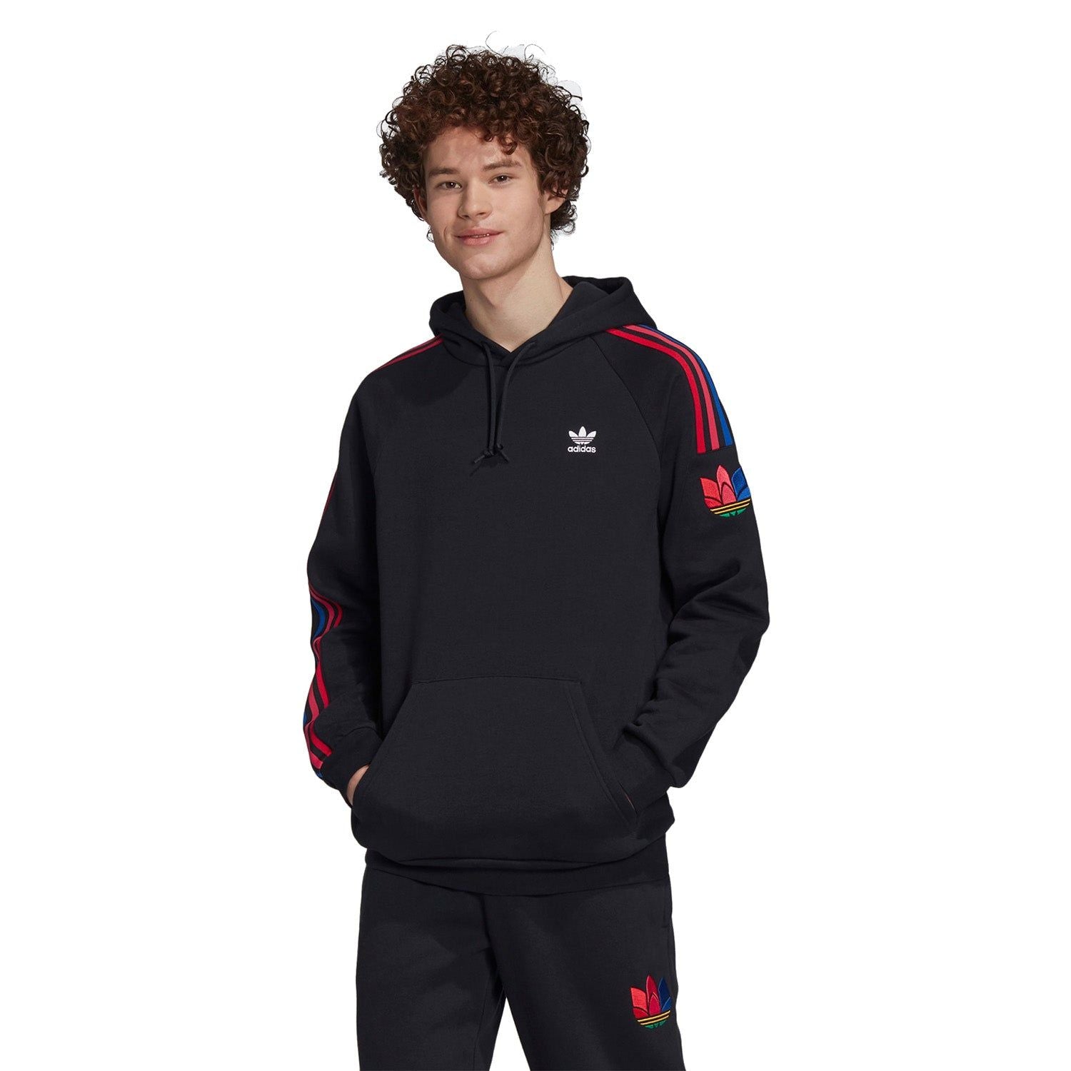 adidas Originals Adicolor 3D Trefoil 3-Stripes Hoodie - Black - ViaductClothing - -
